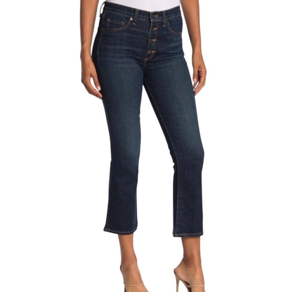 Veronica Beard Carolyn Baby Boot High Rise Cropped Jeans Womens 28 Midnight Blue